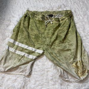 M. Society Men’s Sweat Shorts Dollar Money Green Drawstrings 2XL polyester Blend